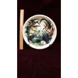 Large Moorcroft wall charger Bullrush design 1995 26cm Diameter.