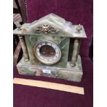 Victorian Jappy Freyas heavy mantle clock with pendulum in working order