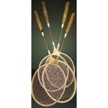 4 Vintage badminton rackets.