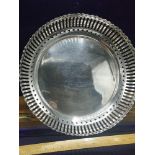 Large silver Hall marked chester pierced bowl markers Cc. 380 grams.. Approximately 22 cm in length.
