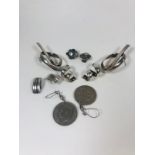 4 pairs of vintage and retro silver earrings - 45grams.