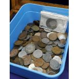 Large collection of coins to include silver coin dated 1899.