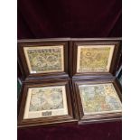 4 vintage map print pictures.