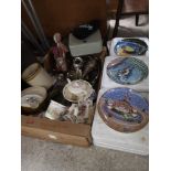 Box of collectables includes collectors plates.