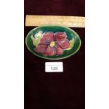 Early Moorcroft Green Ground Dish With Anemone pattern