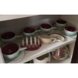 Shelf of carlton ware deco soup set etc.