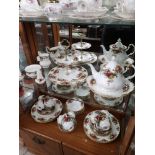 Large Royal Albert old country roses dinner/ tea set with tea pot etc.