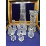 Large collection of silver rimmed bud vases.