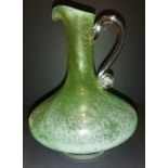 Large Monart scottish glass ewer jug with original label 25cm High 19cms Diameter.