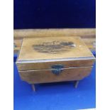 Mauchline ware small stool box depicting dunstafnage Castle.