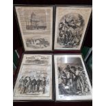 Set of 4 vintage London illustrated news pictures framed.