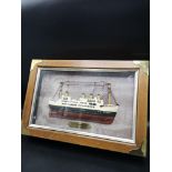 Titanic model in fitted casing.