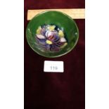 Beautiful Moorcroft Finger Bowl Green Ground With Anemone Pattern Early.