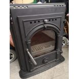 Heavy cast iron log burner fire with accessories