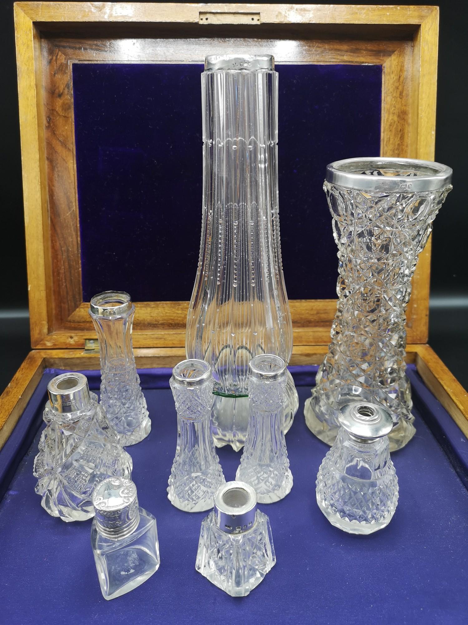 Large collection of silver rimmed bud vases. - Image 2 of 2