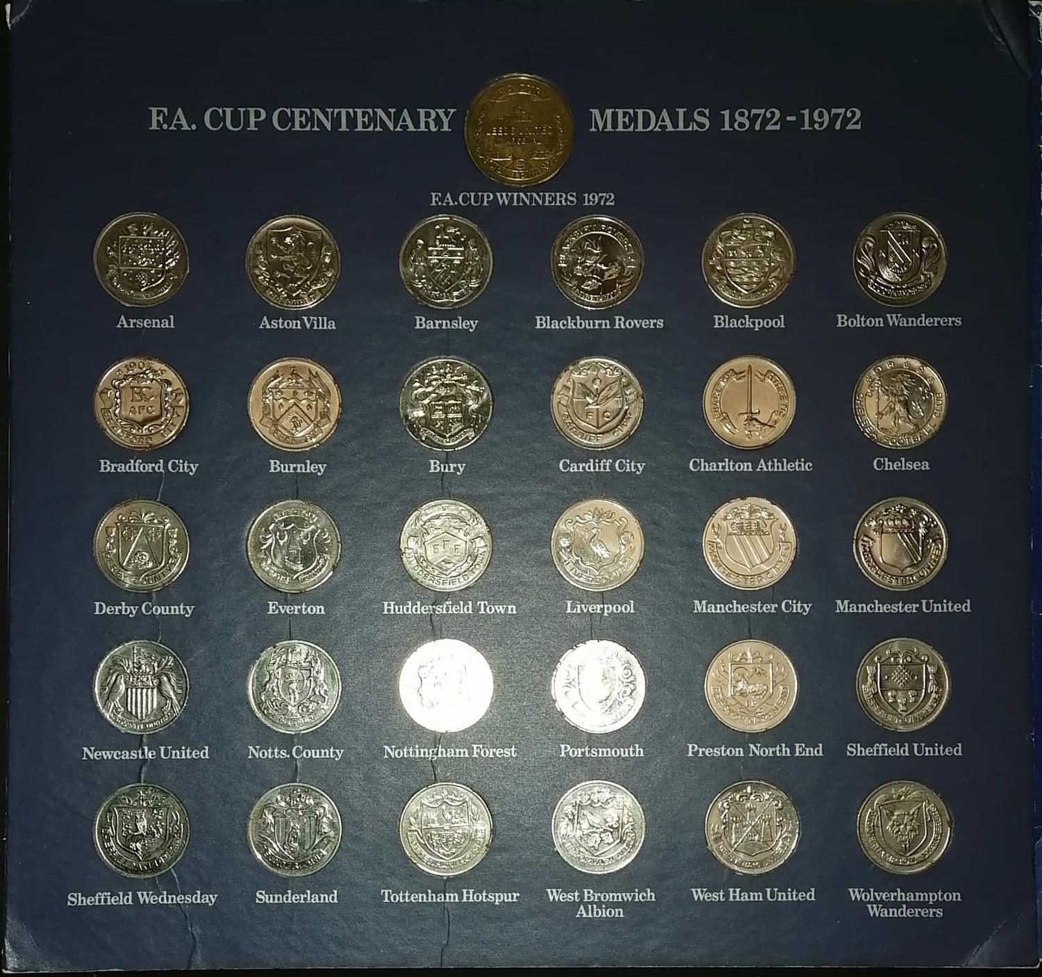 F. A. Cup 1872 - 1972 coin set in presentation holder.