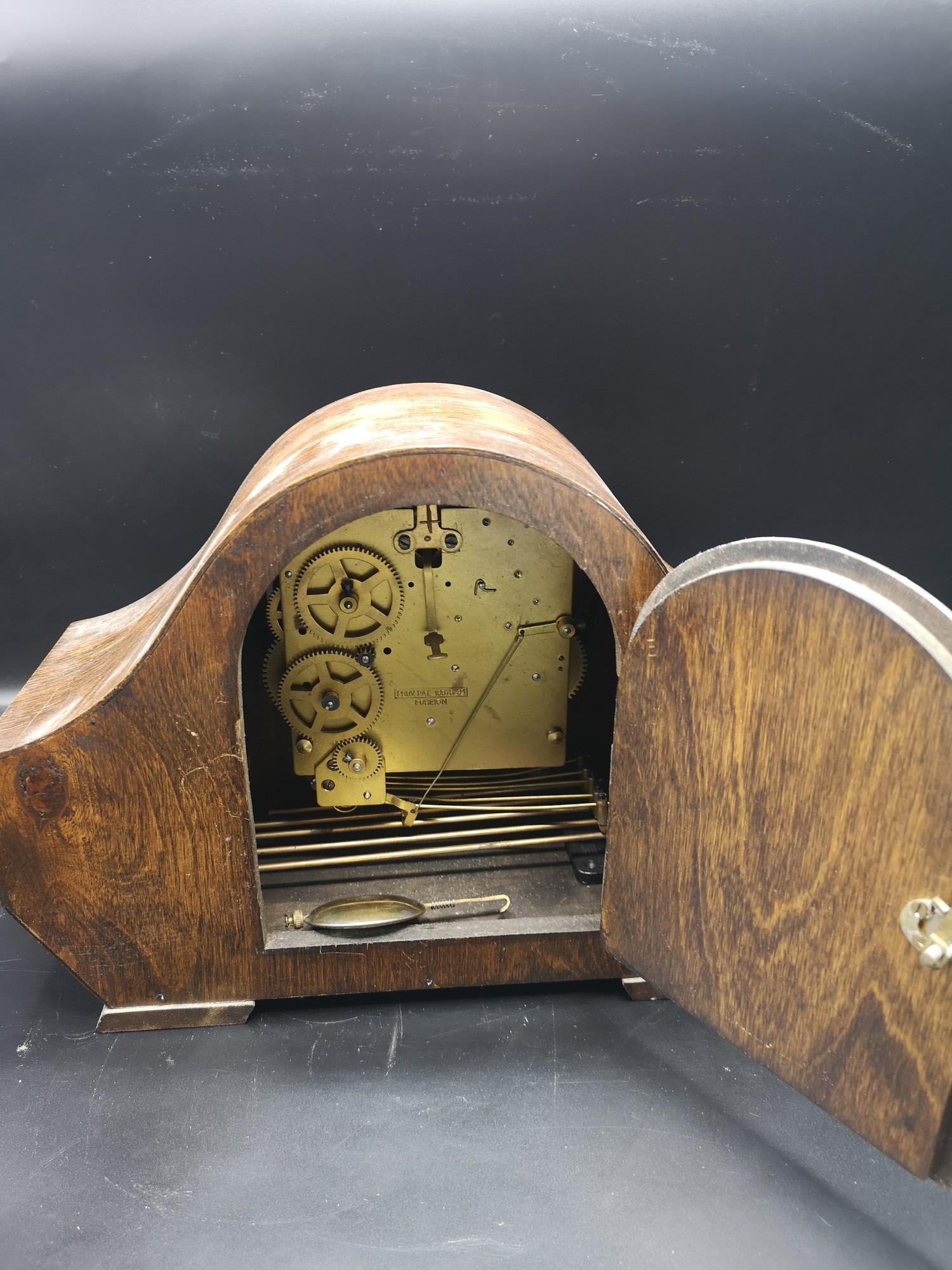 Art deco 3 hole Westminster chime mantle clock. - Image 2 of 2