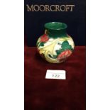 Stunning Moorcroft Vase With Green Ground Floral bouquet Vase