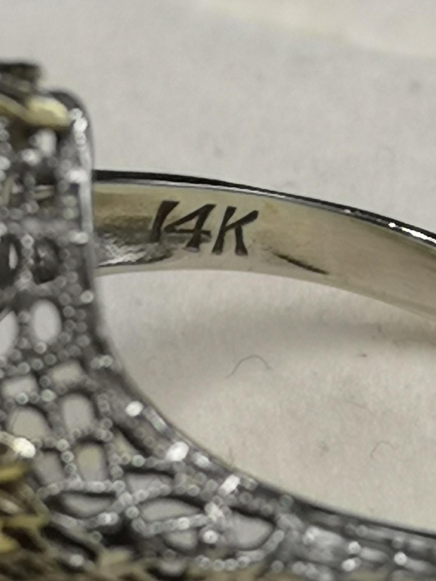 14k white gold art deco ring set in ameymst. 3 grams. Does have damage. - Image 3 of 3