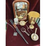 Box Of Collectables Including Pestal And Mortar Mirror, Ice Bucket Ect