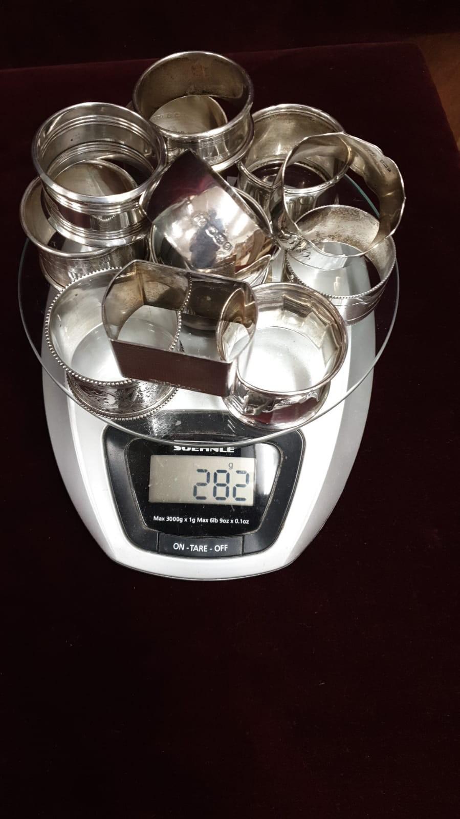 13 Silver Hallmarked Napkin Rings 282 Grams. - Image 2 of 2