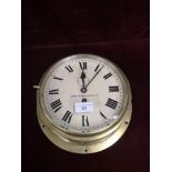Circa 1940 brass ships bulkhead clock made by dobbie McInnes and Clyde suppliers to the admiralty n.