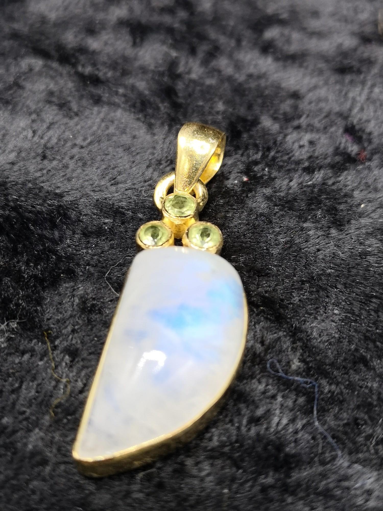 blue moonstone fancy cabochons cut pendant.