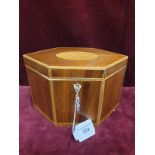 Stunning Inlaid Tea Caddy With Key And Fitted Interior Mint