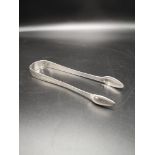 Rare George the third silver hall marked London bright cut sugar tongs maker George Burrows the