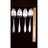 4 Large Sterling Silver Hall Marked Serving Spoons 21.5cm 263grams