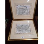 Pair of collectable map prints of scottish borders in gilt framing.