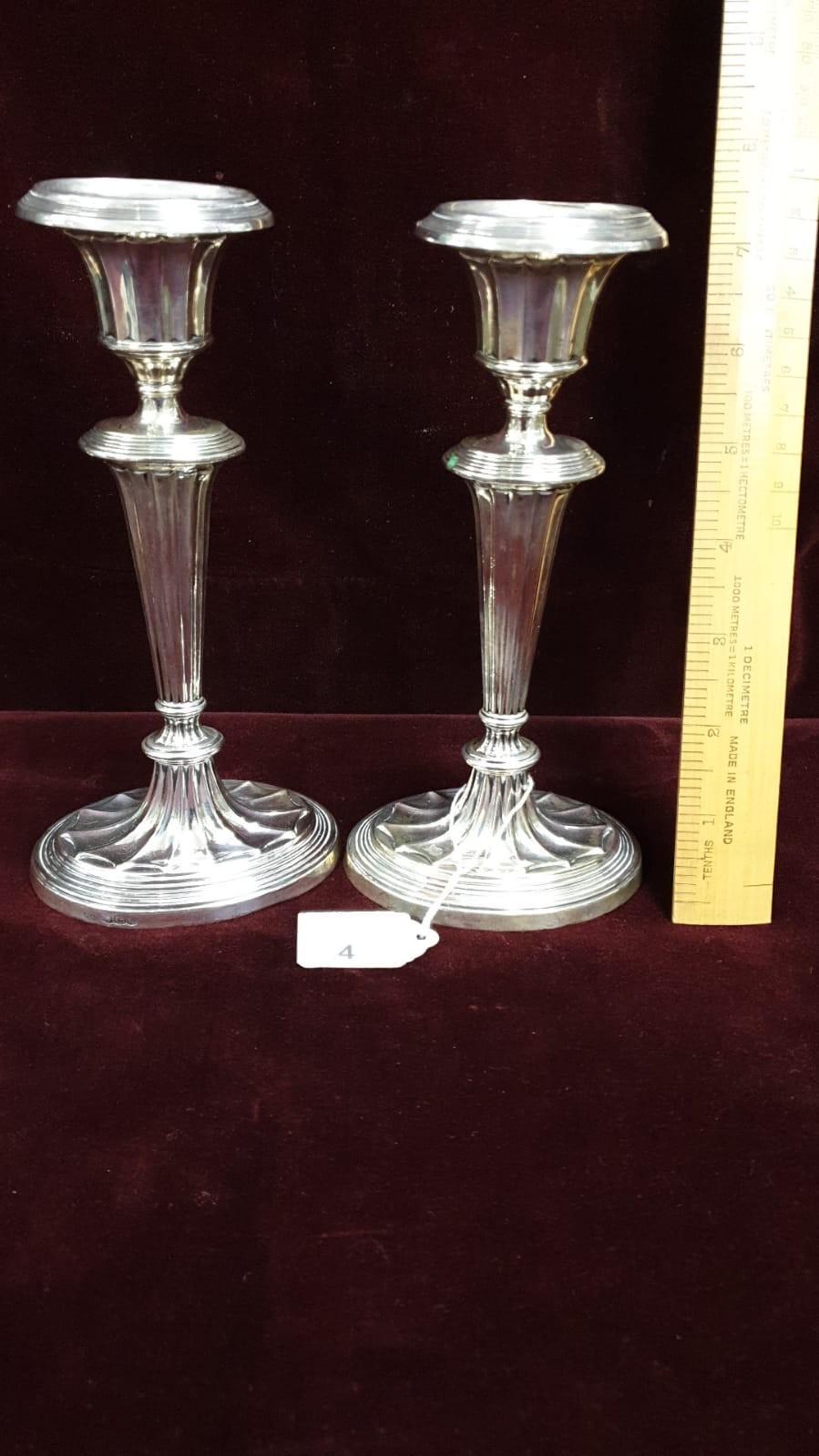 Pair Stunning Silver Hallmarked Candlesticks 19cm High 409 Grams Maker AC & Co