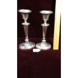 Pair Stunning Silver Hallmarked Candlesticks 19cm High 409 Grams Maker AC & Co