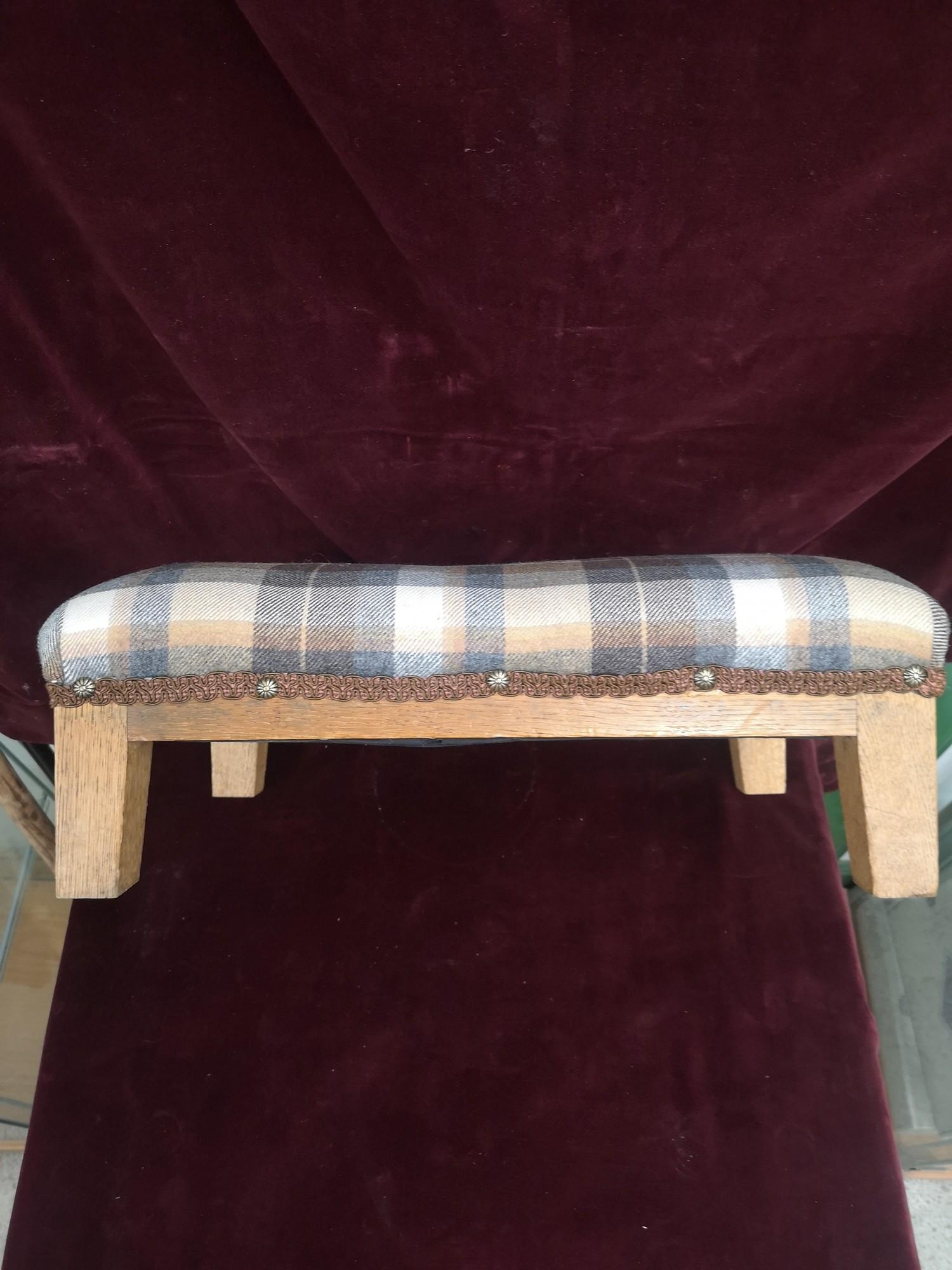 Tartan topped upholstered stool. - Image 2 of 3