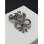 800 grade Silverbrooch set in marcasite flower design. All stones attached.