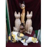Lot of collectable cats including heavy wooden cats. Not to be posted. Can arrange own courier.