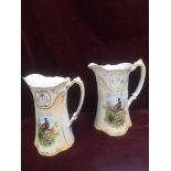 2 Victorian graduated water jugs depicting pheasant s.