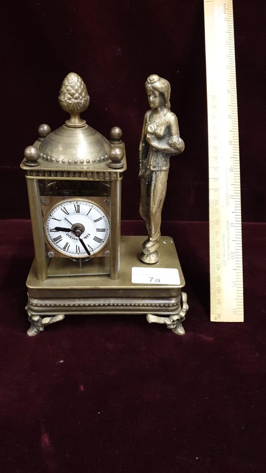 German Brass Mantel Clock With Dancing Revolving Lady Musical Beethoven,s Fur Elise Working