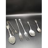 Lot of ornate cutlery to include large silver Hall marked sheffield fork, silver Hall marked spoon