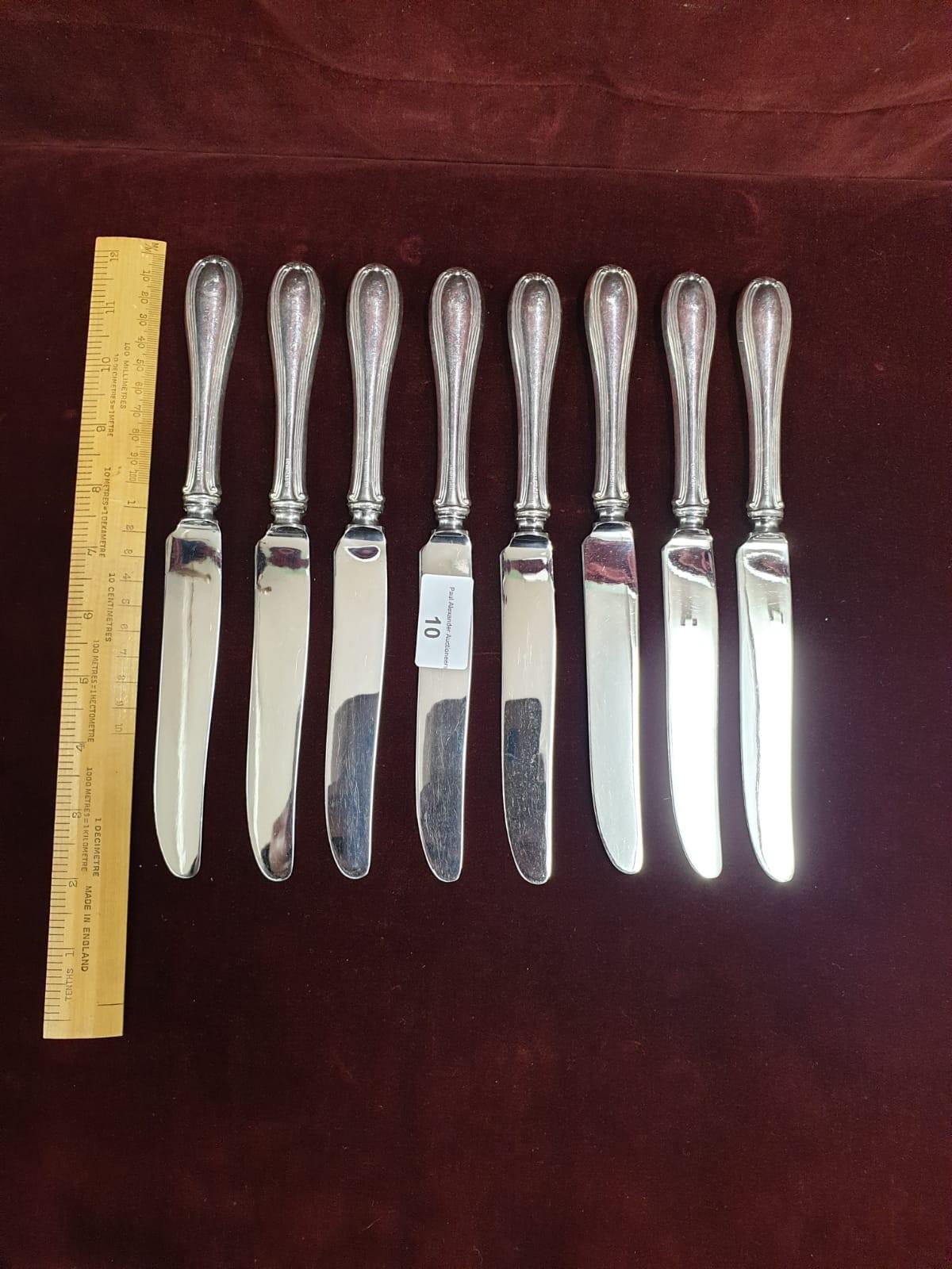 8 Large Sterling Silver Handled Dinner Knifes