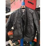 Wolf leather biker jacket. Approx size 40.