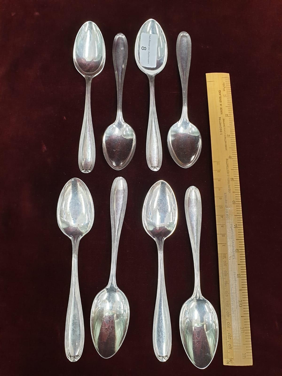 8 Sterling Silver Hallmarked Dessert Spoons 18cm 336grams