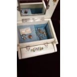 Piano Jewel Box AND Contents To Include 9CT Hoop Ear Rings With 2 Wooden Boxes