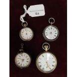 4 Assorted Pocket Watches Silver Ect.