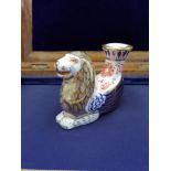 Large Royal Crown Derby Imari pattern lion candle stick.