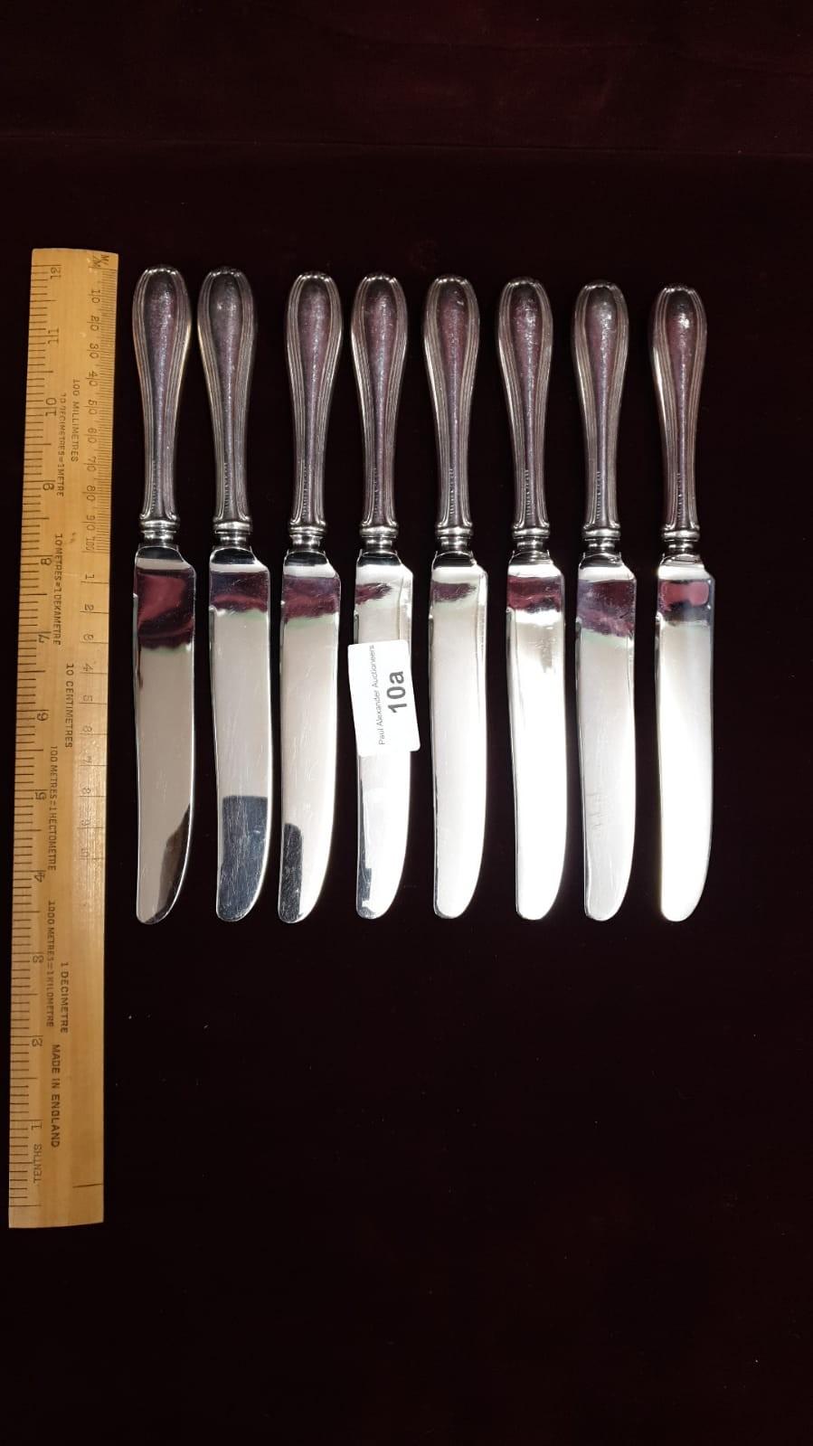 8 Large Sterling Silver Hallmarked Handled Dinner Knifes