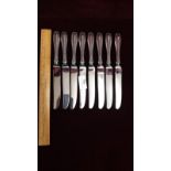8 Large Sterling Silver Hallmarked Handled Dinner Knifes