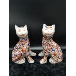 Pair of Chinese cats figures with 4 character signature.