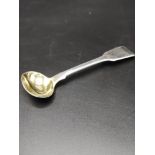 Silver hall marked London Fiddle pattern salt spoon with original gilding makers johnathan hayne