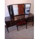 Stag dressing table with stool.